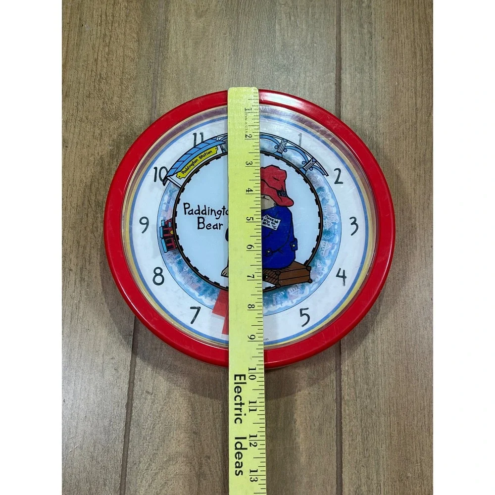 Vintage 1993 Spartus Paddington Bear Wall Clock Red 4575-41 Eden Toy train